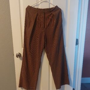 Free People Chocolate Brown Pinstripe Trouser New Without Tags